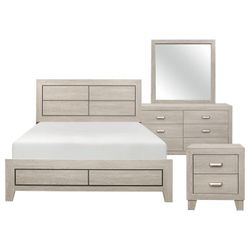 Brand New Light Brown Queen Bedframe + Dresser + Mirror + Nighstand 4PCs Set