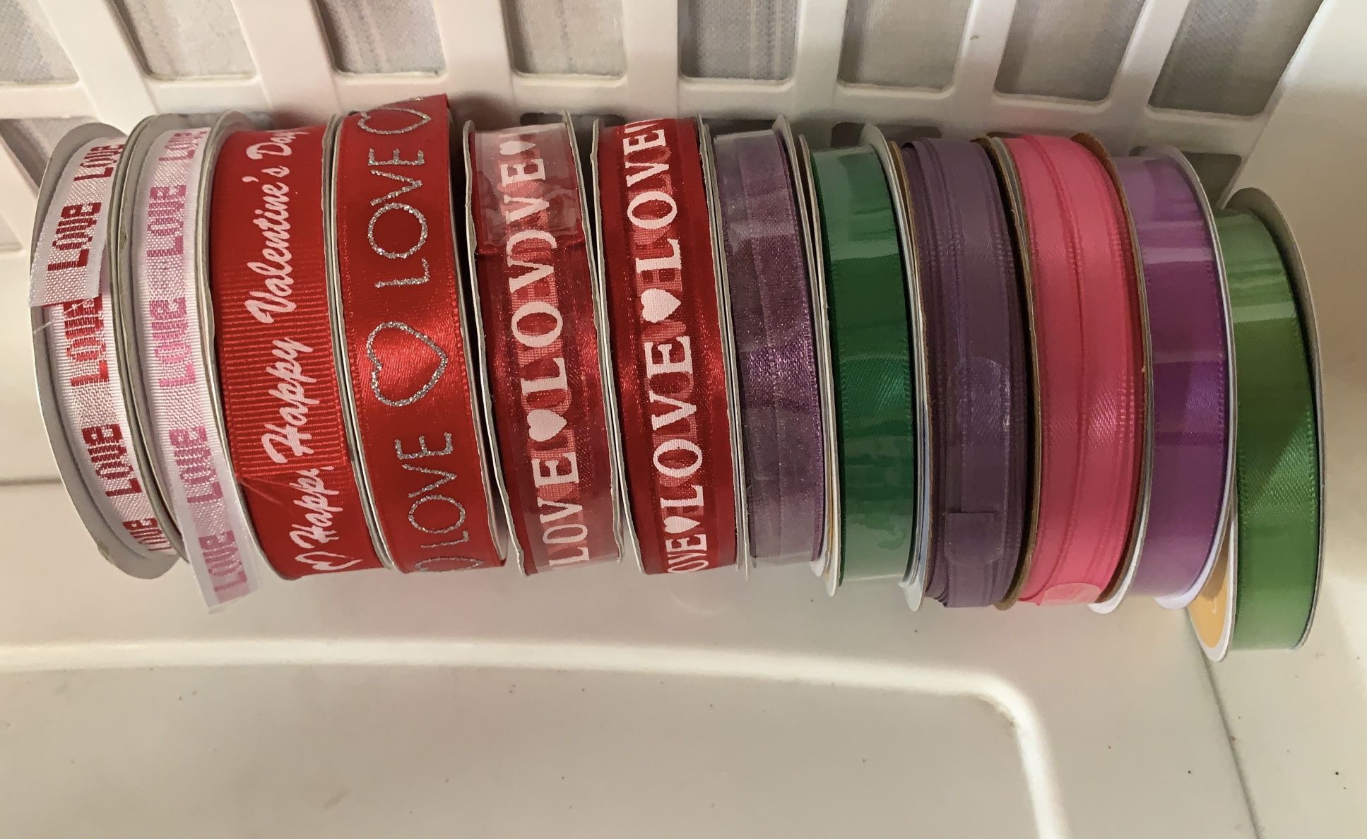 12 Spools of Love Valentines ribbon Wedding Party Crafts