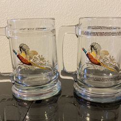  Vintage Clear Glass Beer Mugs 