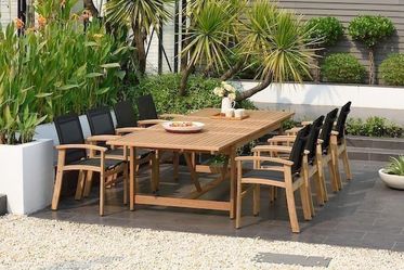 BRAND NEW 9-Piece Outdoor Patio Dining Set - Teak Extendable Table And Chairs Patio Set