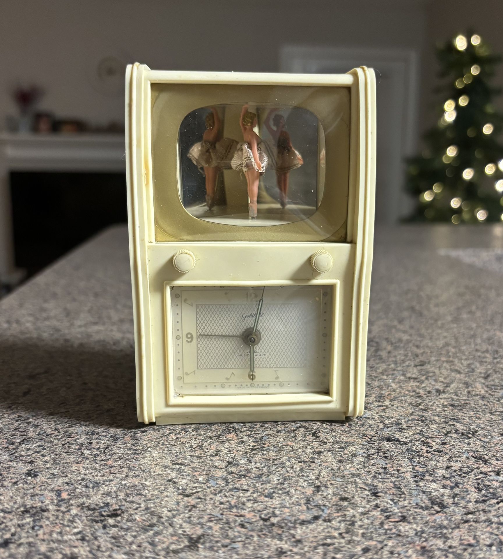 1950’s Goldbugs Germany Alarm Clock Musical Tv W/ Dancing Blonde Ballerina