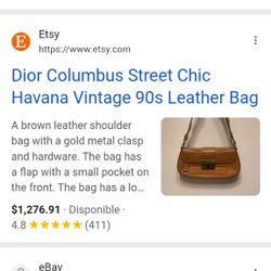 Christian Dior Columbus Street Chic Havana Vintage 90s Leather Brown 