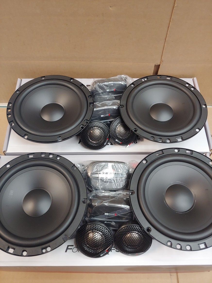 MB QUART 2 PAIRS 6.5 INCH 140 WATTS COMPONENT SET WITH CROSSOVER CAR SPEAKER ( BRAND NEW PRICE IS LOWEST )