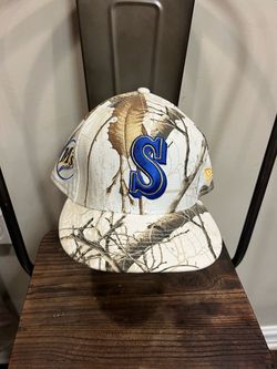 NEW ERA 59 FIFTY MLB SEATTLE MARINERS REALTREE CAMO FITTED MENS HAT SZ 7 3/4 NEW