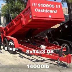 Dump Trailer 8x14x3 14000lb Custom Red $10995