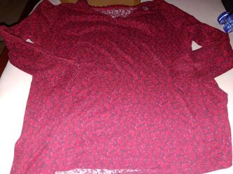 Red Floral Lace Long Sleeve Top