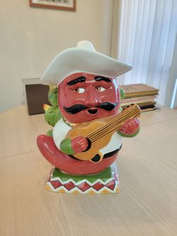 Clay Art Cha Cha Chillis Cookie Jar Hand Painted Prickly Pear Cactus