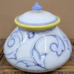 Vintage, VIETRI/Italy Biscotti Ceramic Hand-painted Jar With Lid