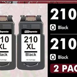 210XL Black Ink Cartridge (2 Pack) Replacement for Canon 210XL Black Ink PG-210 PG-210XL Ink Cartridge Work for PIXMA IP2702 MP230 MP250 MP280 MP480 M