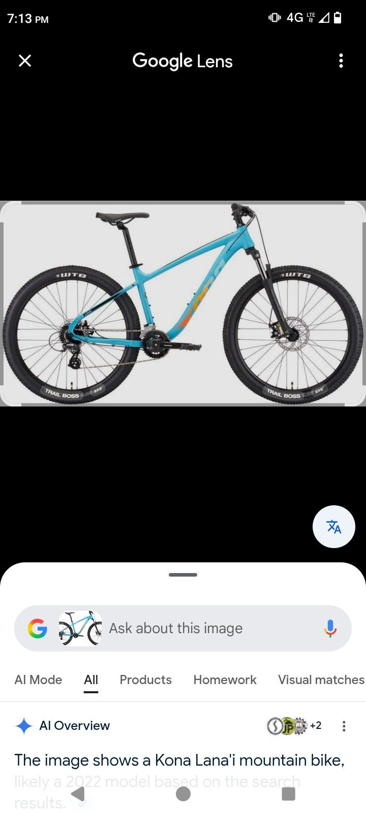 Kona Lunai Blue xl Frame Mountain Bike