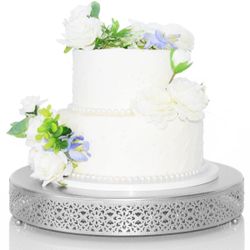 Silver Metal Round Cake Stand 