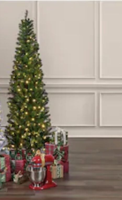 Holiday Living Norman Pencil 7-ft Pre-lit Artificial Christmas Tree w/ Multi-Function LED Lights