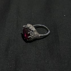 Sterling Silver Ring - Red CZ 