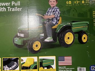 Peg Perego John Deere 6V Power Pull Tractor Ride On With Trailer