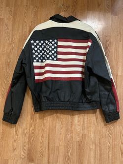 Leather American Flag Jacket- Men’s