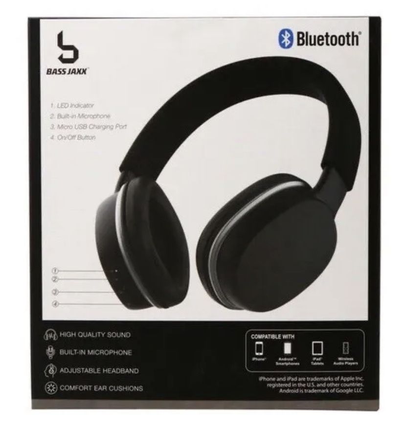 Headphones Iconic Wireless Black Bass Jaxx