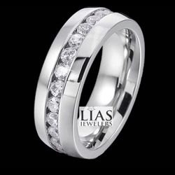 New 18k White Gold Men Wedding Ring 