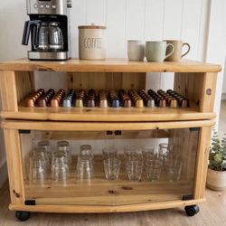 Cute solid pine corner TV stand! Perfect for small space, bedroom, or apartment.  So versatile! Use as TV stand, coffee bar, plant stand, entryway sto
