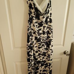 Strapless Black And White Printed Dress