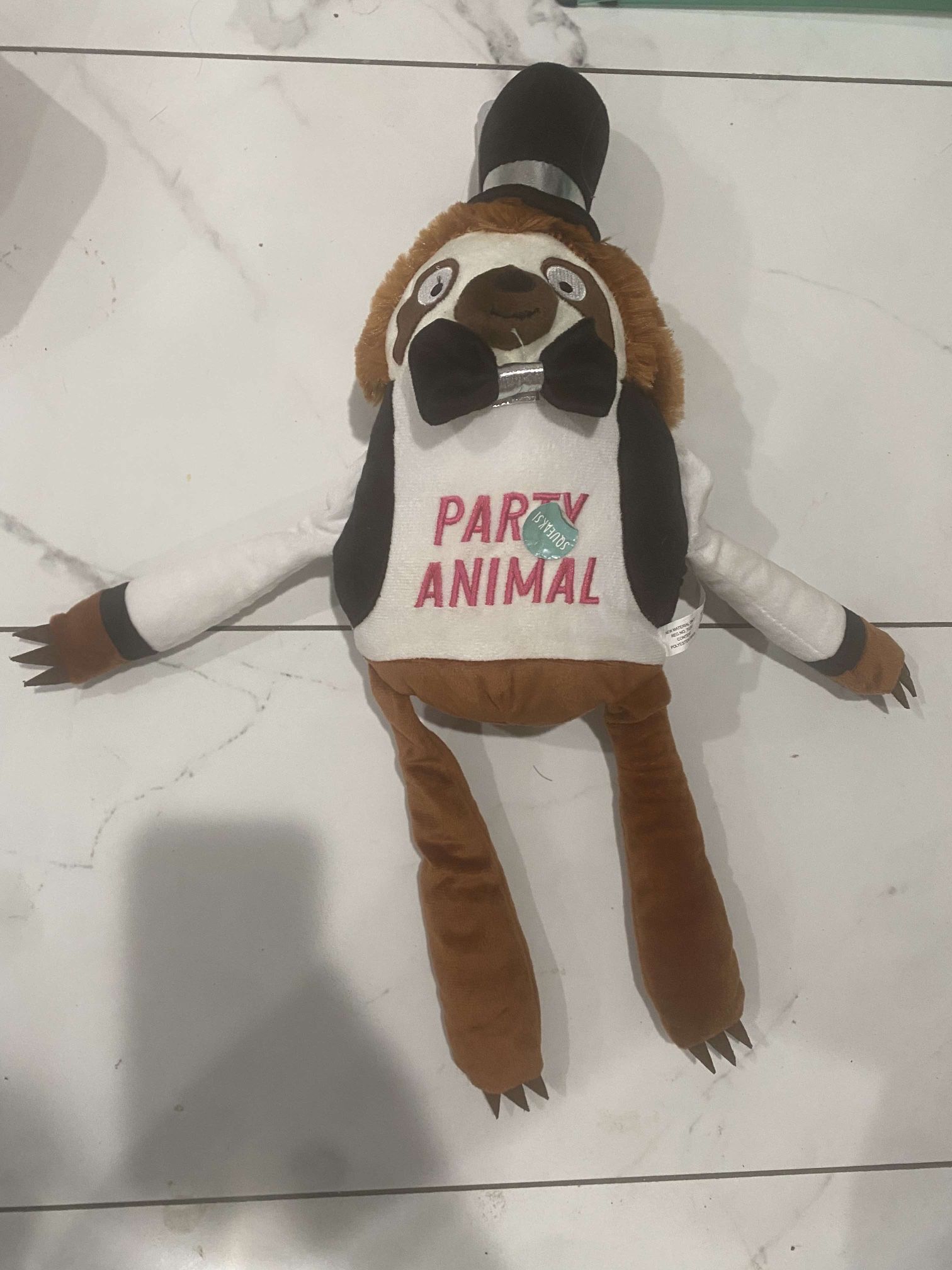 Top Paw Squeeky Sloth Party Animal 10" Dog Toy
