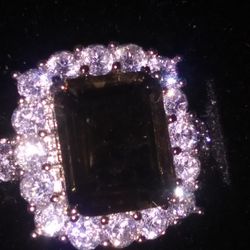 Smoky quartz Sapphire 925 .  Vintage Ring