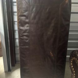 Large High-Quality Leather Ottoman With Feet Ready To Go No Tears Brown Leather 