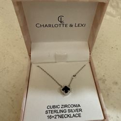 CHARLOTTE & LEXI CUBIC ZIRCONIA STERLING SILVER 16+2"NECKLACE