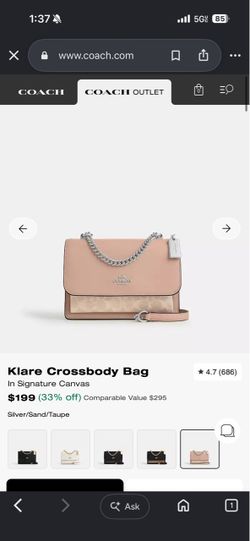 Coach Klare Crossbody Bag Signature Canvas