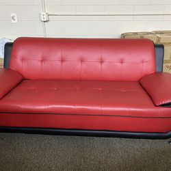 Red & black Leather Sofa Couch