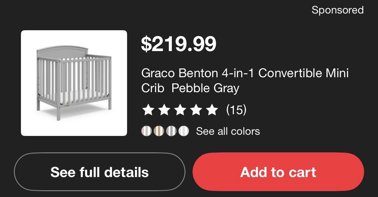 Graco Benton 4 in 1 convertible crib by grace w matress