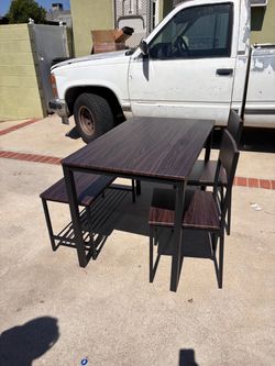 Dining Table Set with 2 Chairs and Bench