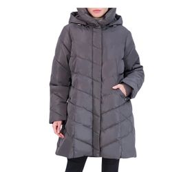 Steve Madden Women's Fleece Lined Water Resistant Long Jacket Grey , Size 2XL