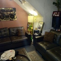 Brown Two-piece Living Room Set