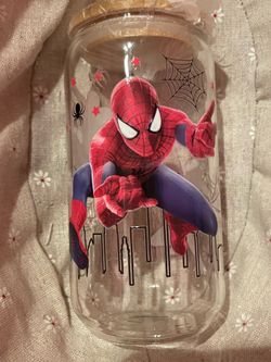 Glass spider man cup