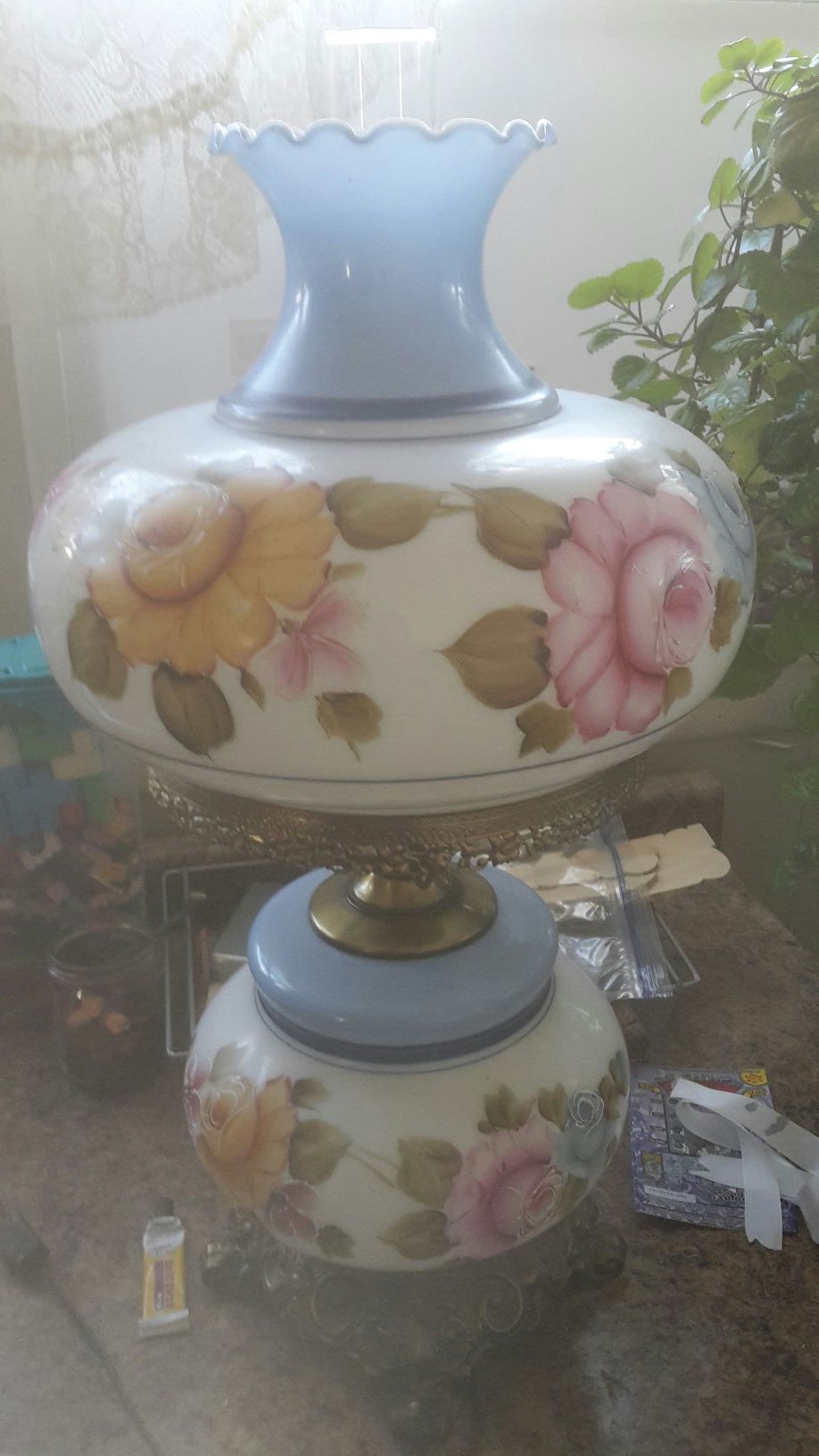 Antique Hand Painted Lamp