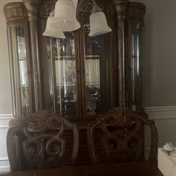 Solid Wood Dining Room Set + China Cabinet – Heavy