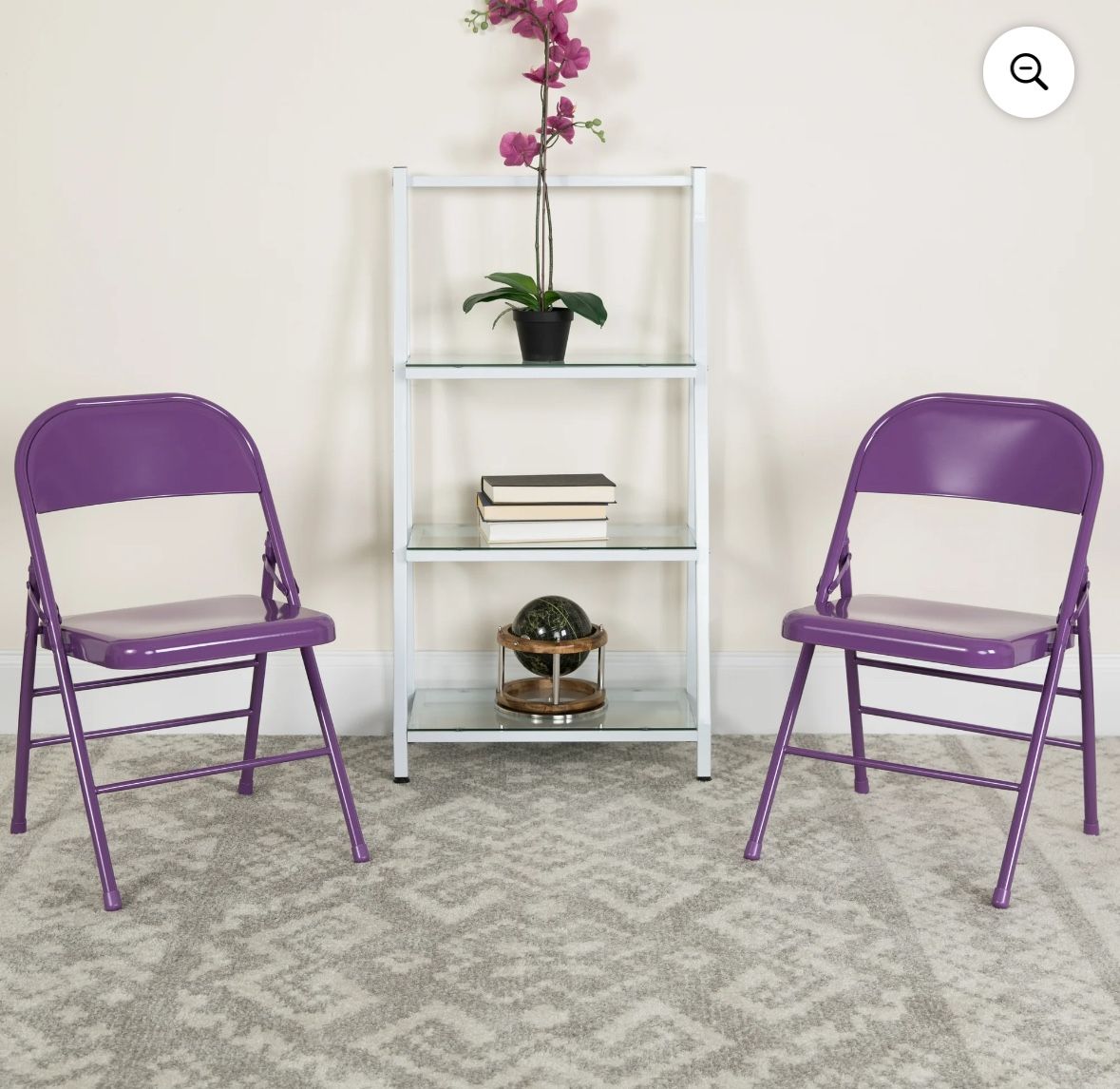 Flash Furniture HERCULES COLORBURST Series Impulsive Purple Triple Braced & Double Hinged Metal Folding Chair
