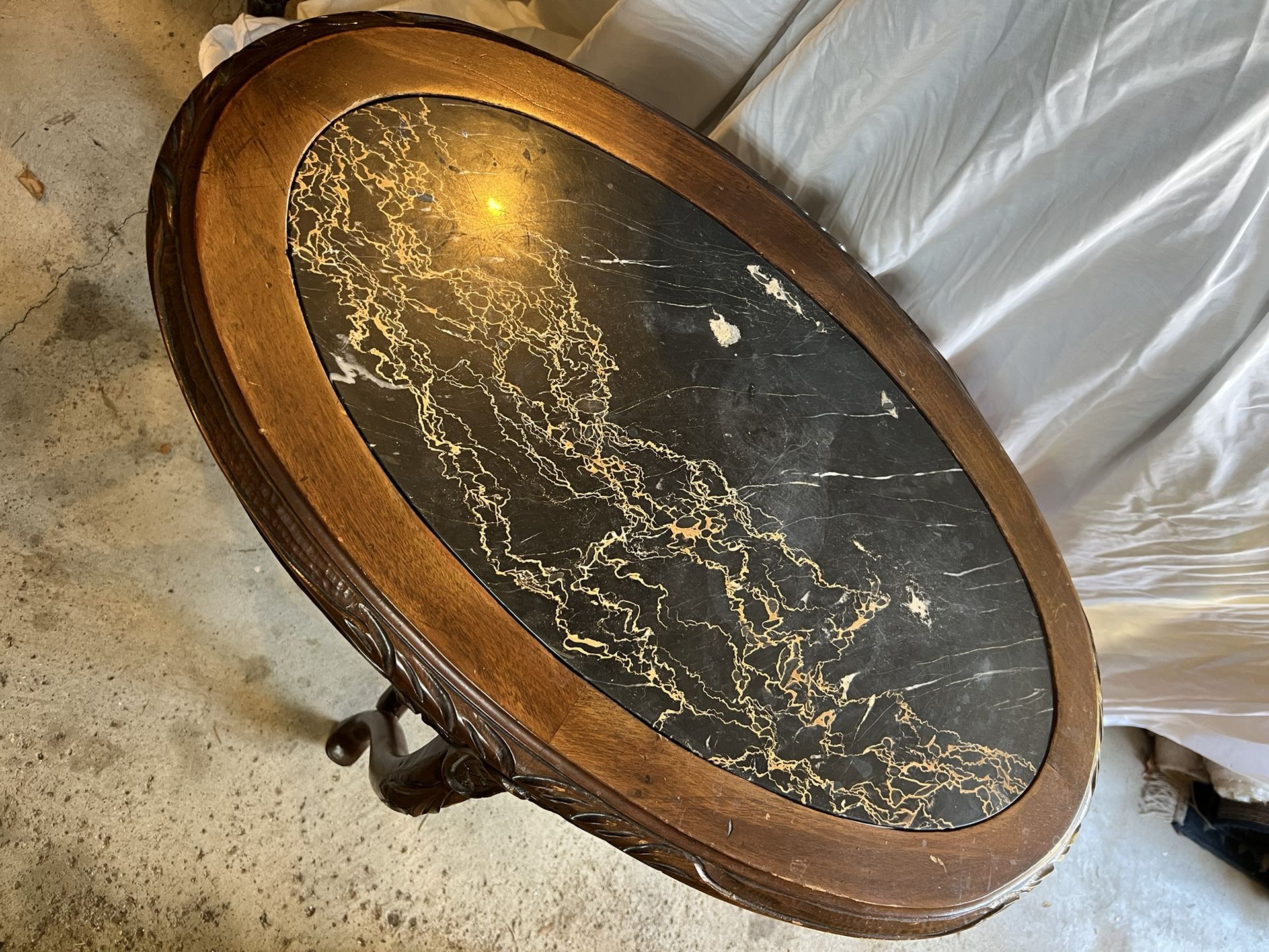 Vintage Marble-Top Accent Table โ Louis XV Style