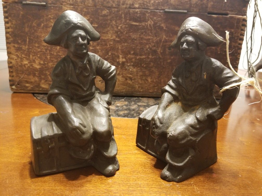 Antique Bookends Iron Vintage Old Sculptures