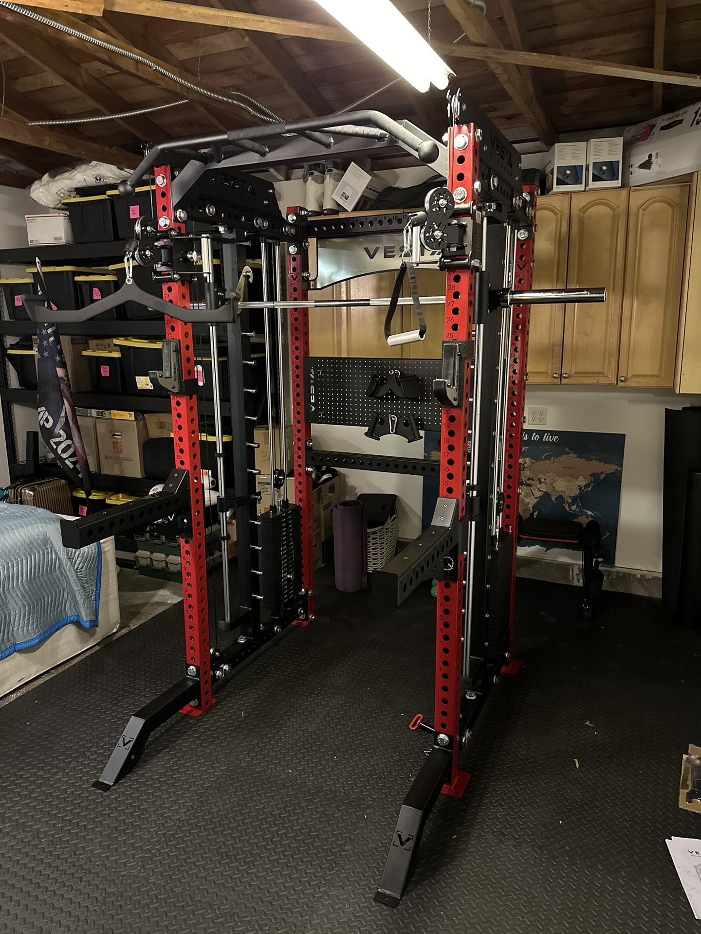 PRO SERIES Ultimate 3-1 Half Rack Functional Trainer w/Smith Machine Bar | 400lb Stack | Gym Equipment | Fitness | Commercial | Squat Rack 