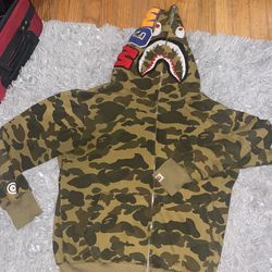 Bape olive shark pull up jacket