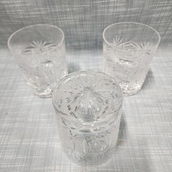 3 American Brilliant  Crystal Glasses