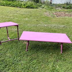 Pink Table And Plant Stand