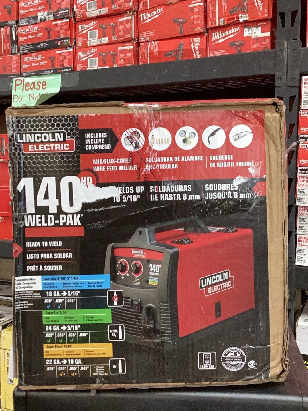 Lincoln Electric Weld-Pak 140 Amp MIG and Flux-Core Wire Feed Welder, 115V, Aluminum Welder with Spool Gun sold separately