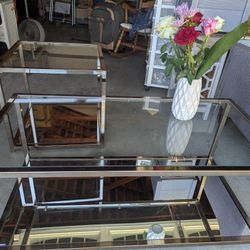 Glass Coffee Table, Glass Side Table, Mirror Bottom