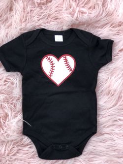 Baseball heart onesie