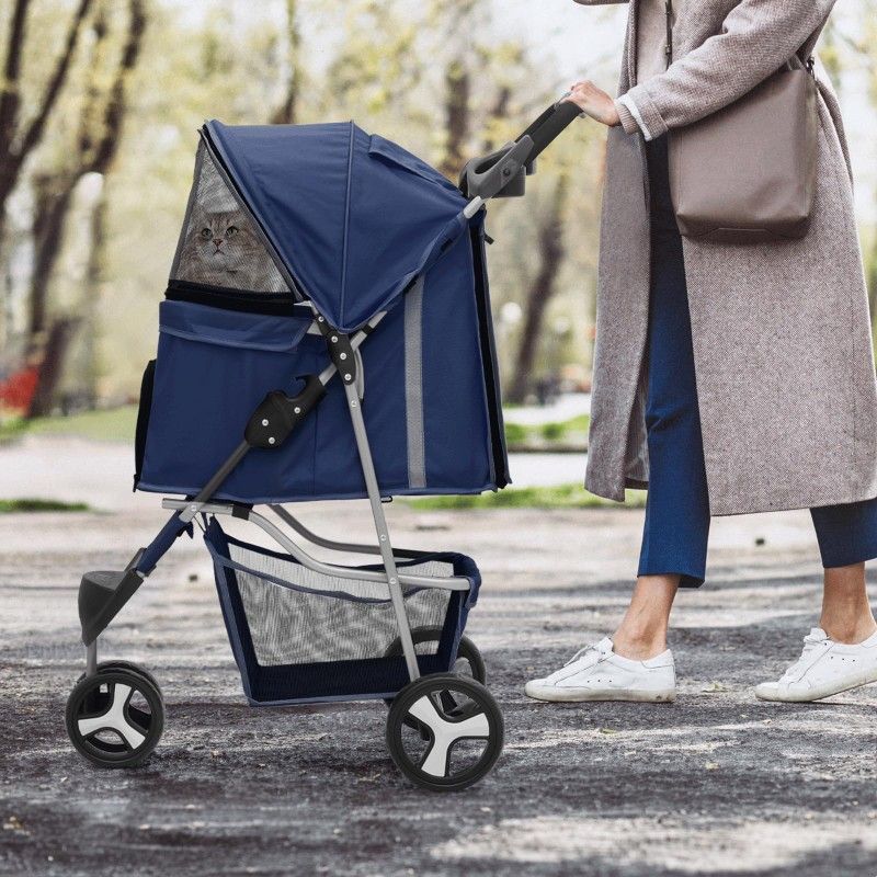 Magshion Pet Dog Stroller with Wheels, Foldable Cat Dog Stroller with Storage Basket and Cup Holder for Small and Medium Cats, Dogs, Puppy