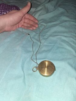 Brass Pocket Compass with Ball Chain Necklace
