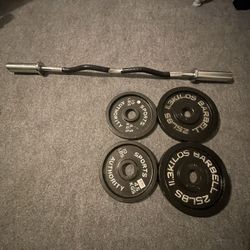 Ez Curl Bar 25lb 10lb Plates