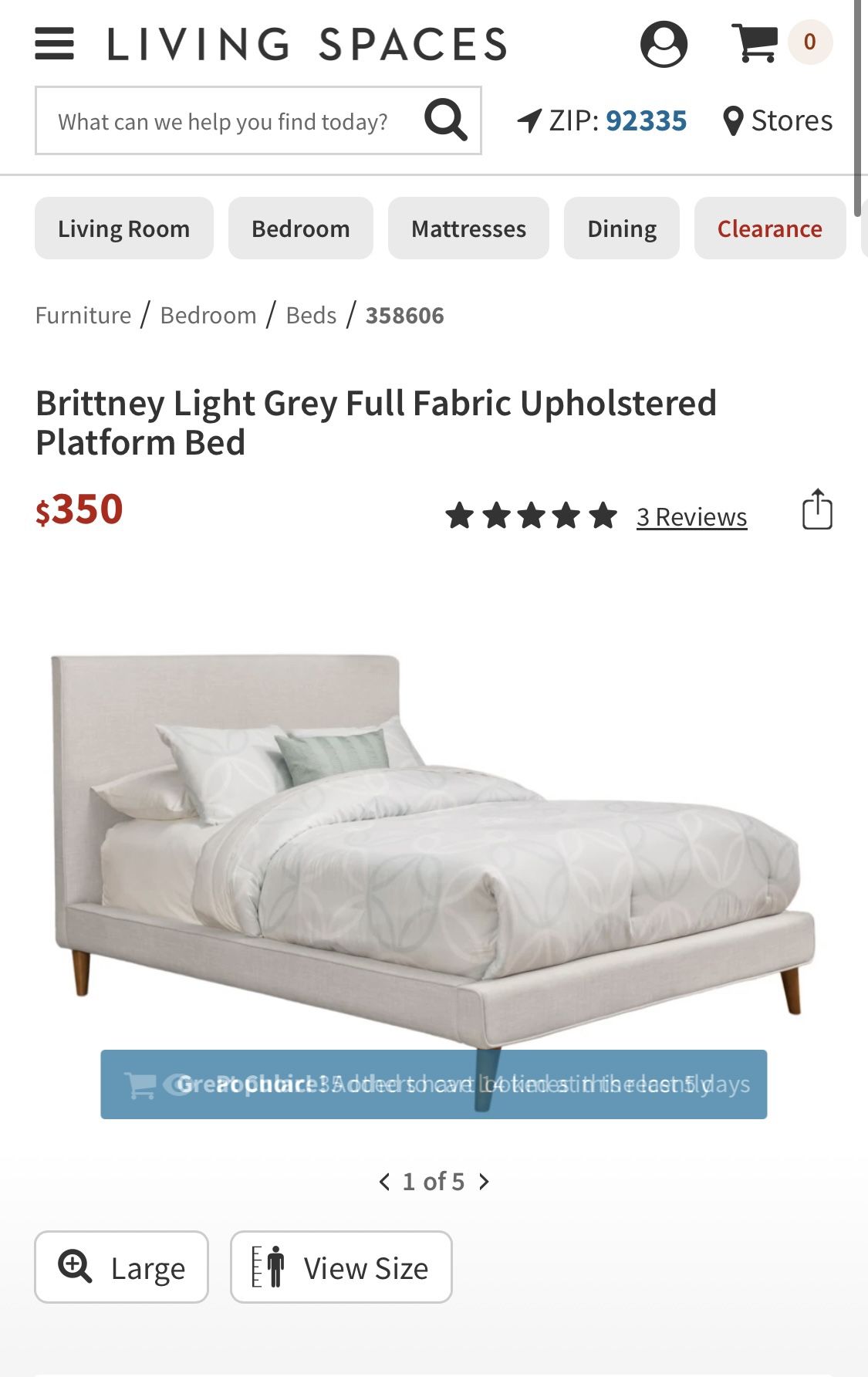 Living Spaces Bed Frame Full